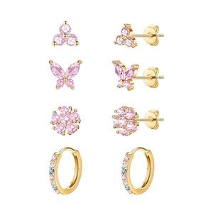 New! Anthropologie Pastel Petite Moments Gold Crystal Earrings Set (2012) NWOT